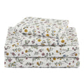 Beautiful Botanical 4-Piece 100% Cotton Washed Percale White Sheet Set, Queen by Drew Barrymore