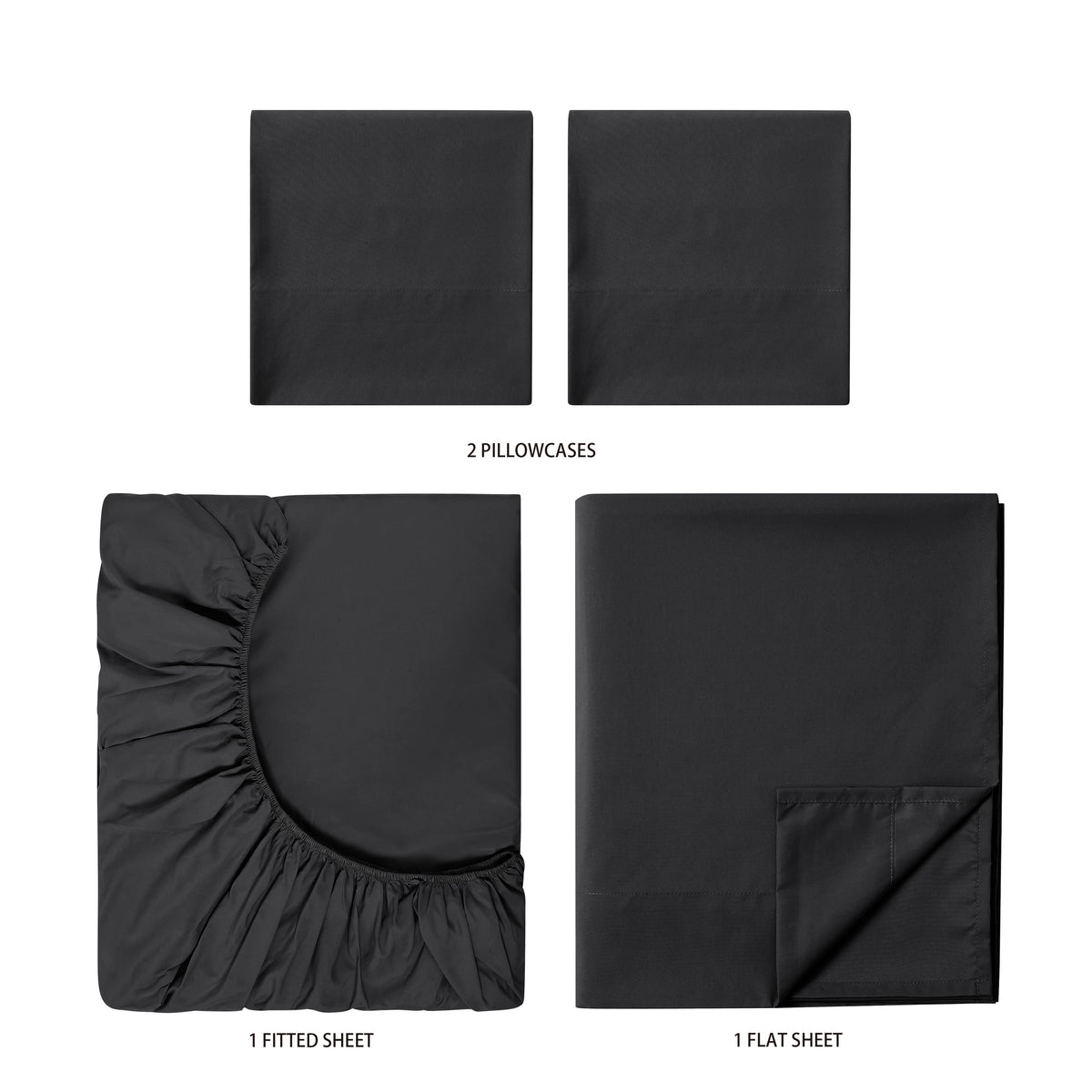 Microfiber Bed Sheet Set, Queen, Rich Black, 4 Piece - Image 6