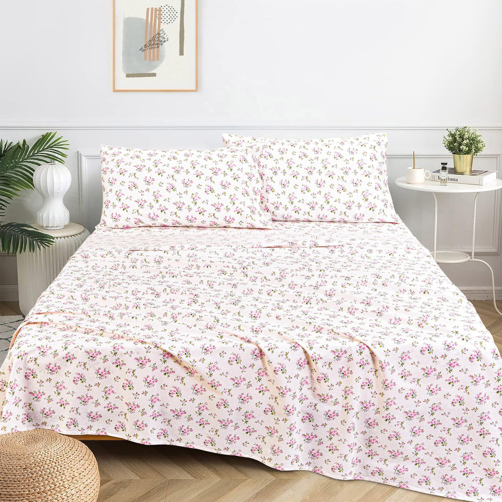 Sleepdown 100% Cotton Full Size Bed Sheets Set with Deep Pockets, Cozy Percale sheets with Elastic Fitted Sheet Set Ultra Soft Cooling Sheet - Image 5